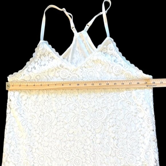 White Lace Lined Slip Dress Lacy Mini Dress Coastal Cowgirl Boho Fairy Size XL - Picture 10 of 13